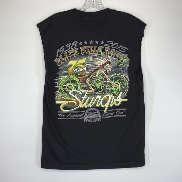 Sturgis 75th Annual Black Hills Motor Classic Rally Cut Off Tshirt 2014 - Picture 2 of 12